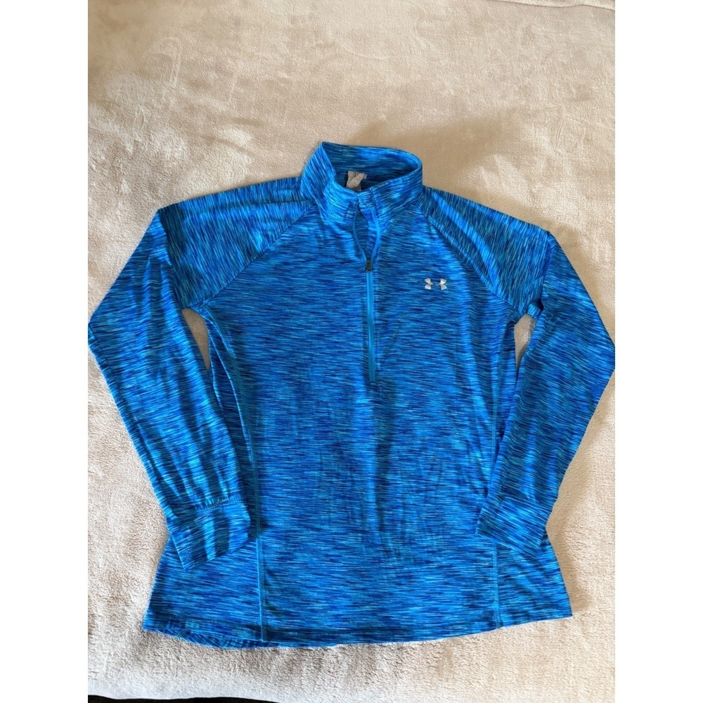 Under Armour Womens Blue Space Dye AllseasonGear Quarter Zip Pullover Large - Picture 3 of 10